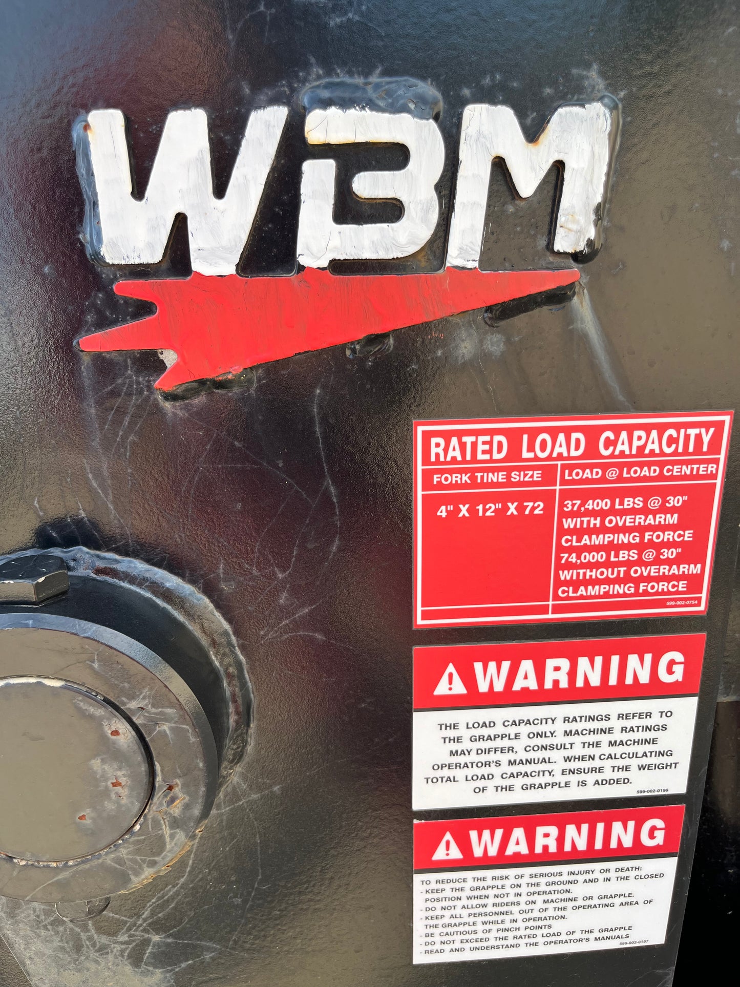 2022 WBM Pipe Wheel Loader Grapple 72 IN - Fits CAT 988K